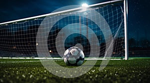 ball on the stadium, soccer ball on the field, soccer ball background, soccer ball wallpaper, soccer ball near the goal net