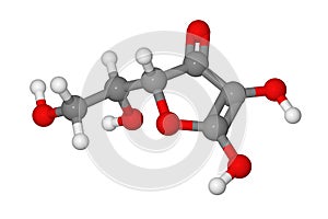 Ball and stick model of ascorbic acid molecule