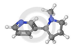 Ball and stick model of nicotine molecule