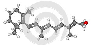 Ball and stick model of retinol molecule