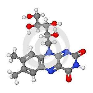 Ball and stick model of riboflavin molecule