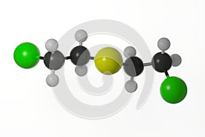 Ball and stick model of sulphur mustard (mustard gas) molecule