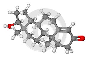 Ball and stick model of testosterone molecule