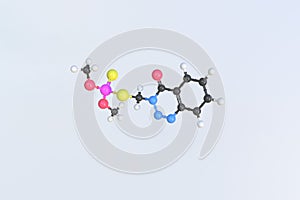 Molecule of azinphos-methyl, isolated molecular model. 3D rendering photo