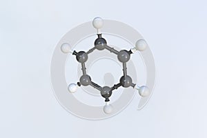 Molecule of benzene, isolated molecular model. 3D rendering