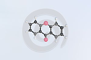 Xanthone molecule made with balls, scientific molecular model. 3D rendering