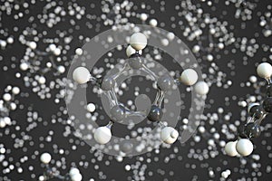 Cyclopentadiene molecule, scientific molecular model, 3d rendering