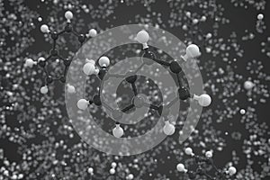 Indene molecule, scientific molecular model, 3d rendering