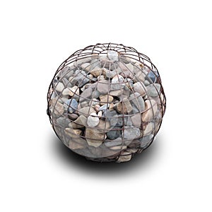 A ball with stones for landscape design. Isolated on a white background