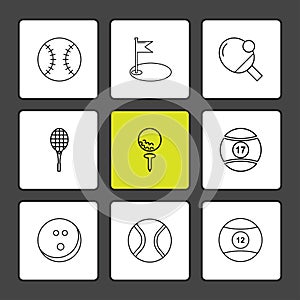 ball , table teniss , racket , snoooker ,sports , games , fitness , athletics , eps icons set vector