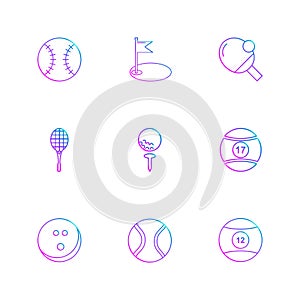 ball , table teniss , racket , snoooker ,sports , games , fitness , athletics , eps icons set vector