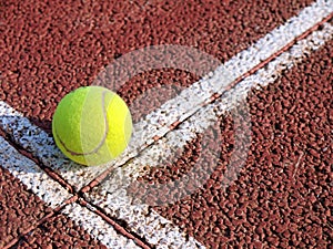 Ball on a tennis court