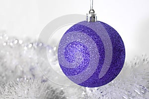 Ball with tinsel. New Year decoration. christmas decor. Background for text