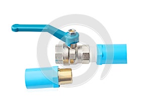 Ball Valves ,Steel Sphere valve or Nickel Plated Brass Ball Valve  and p.v.c Coupling,Threaded joints outside the water pipe isol