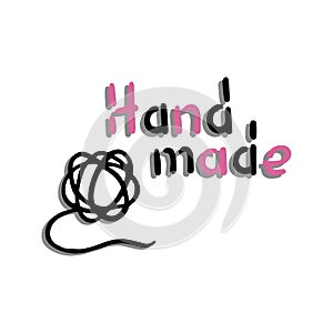 Ball of Yarn Icon. Black and white logo. Hand drawn icons collection. Vector illustration.