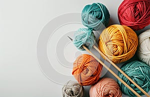 A ball of yarn and a knitting needles.