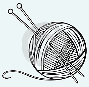 Ball of yarn and needles