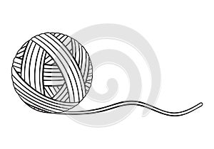Ball of yarn thread icon. Round clew filament for knitting needles, crochet. Cotton or wool skein fiber, material for knit. Vector