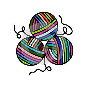 Ball of yarn wool hand drawn logo logotype for yarning project courses master classes tutorials video study teaching and