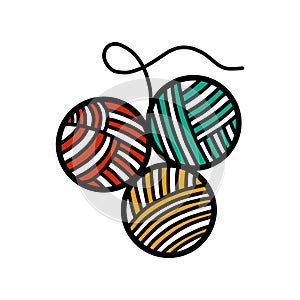 Ball of yarn wool hand drawn logo logotype for yarning project courses master classes tutorials video study teaching and photo