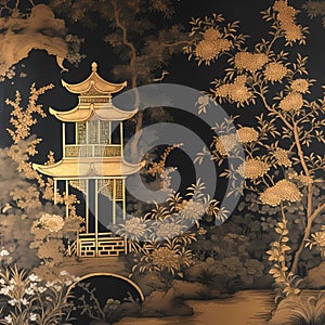 BALLAD CHINESE FLORAL GRADEN CHINOISERIE STYLE WALL ART