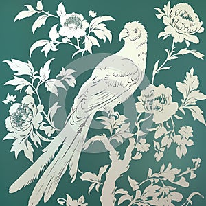 BALLAD CHINESE FLORAL PATTERN CHINOISERIE STYLE WALL ART