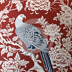 BALLAD CHINESE FLORAL PATTERN CHINOISERIE STYLE WALL ART