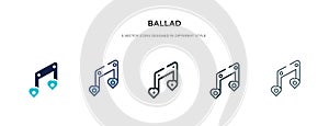 Ballad icon in different style vector illustration. two colored and black ballad vector icons designed in filled, outline, line