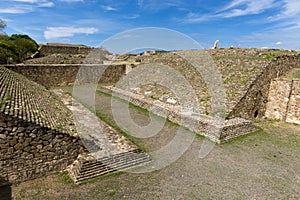 The ballcourt in the Monte Alban Zapotec archaeological site in Oaxaca photo