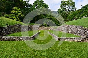 The ballcourt at Palenque, a Maya city state in southern Mexico