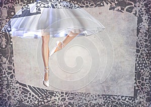 Ballerina ballet-dancer legs post card with frame