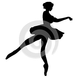 Ballerina black silhouette isolated on white background. Fouete dance elements