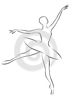 Ballerina - black and white outline drawing