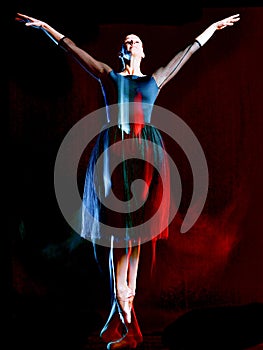 Ballerina classical ballet dancer dancing woman isolated black bacground