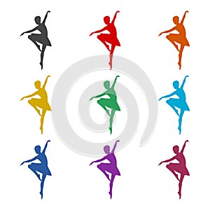 Ballerina color icon set on white background