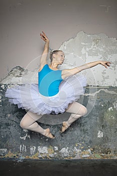 Ballerina dancer performing a jump