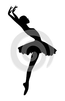 Ballerina dancing vector silhouette. Ballet beautiful illustration.