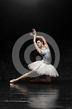 Ballerina demonstrates dance skills. Beautiful classic ballet.