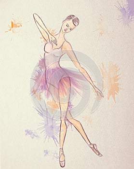 Ballerina Drawing. Beautiful Ballet dance performer