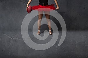 Ballerina or football player close up