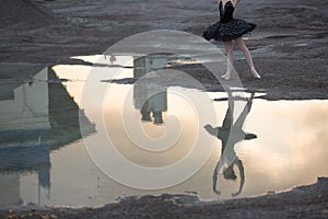 Ballerina on gravel