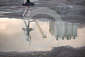 Ballerina on gravel