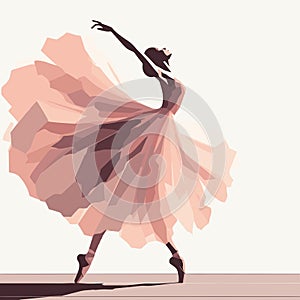 Ballerina in a pink tutu dancing. Vector illustration, elegant dance, ballet performer, generative ai
