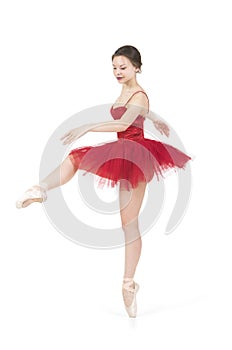 Ballerina in a red tutu.