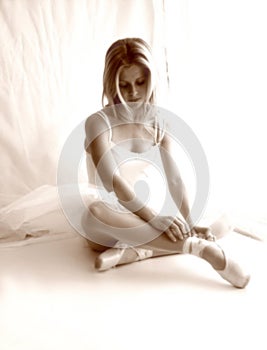 Ballerina soft focus sepia photo