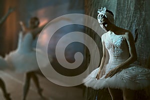 Ballerina standing backstage before going on stage