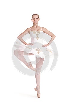 Ballerina in white tutu.