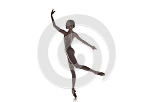 Ballerina. Young graceful female ballet dancer dancing isolated on white. Beauty of classic ballet.