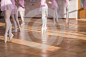 Ballerinas dancing in the ballet hall