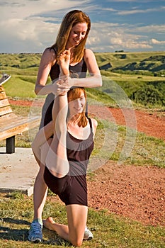 Ballerinas stretching